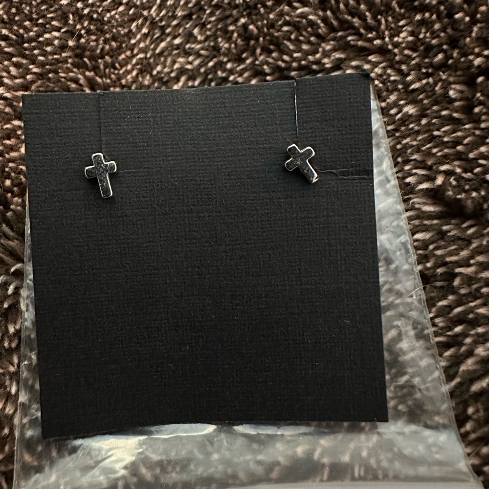 Silver Cross Stud Earrings